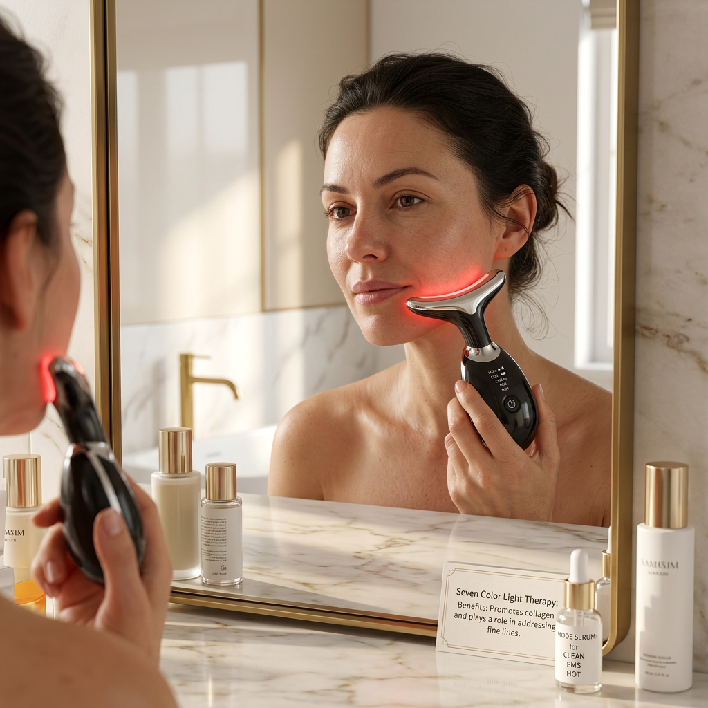 7-in-1 LED Light Therapy Face Massager - RestLab
